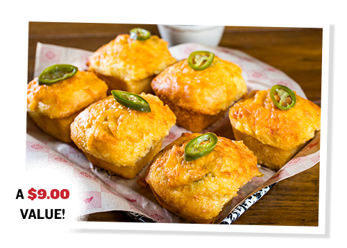 Family Size Half Dozen Smoked Jalapeño Cheddar Cornbread